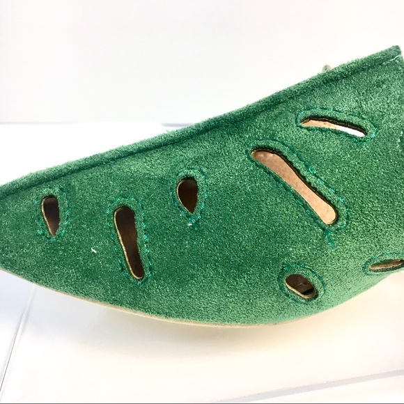 Restocking Soon Green Leaf Pattern Laser Cut Mules - Picture 6 of 8